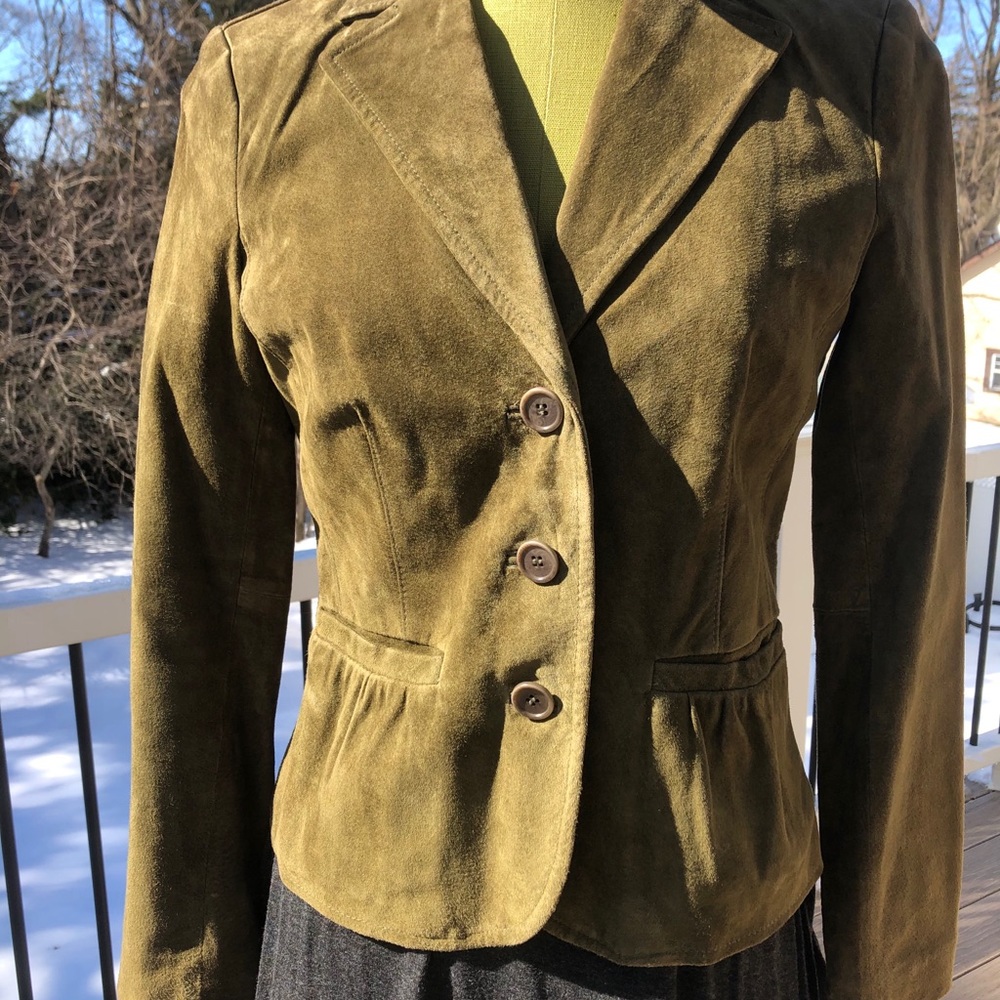 Green suede button up blazer size small